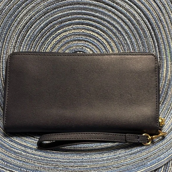 Tory Burch Navy Blue Wristlet with Gold Emblem - Picture 2 of 6